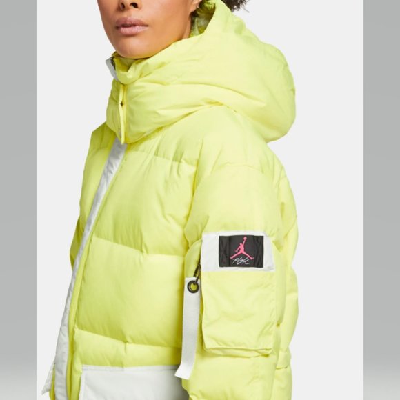 Jordan Down Filled Puffer Parka Jacket Lemon/Neon size XS NWT - Picture 3 of 16